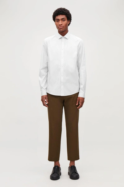 Cos Striped Cutaway-collar Shirt In White | ModeSens