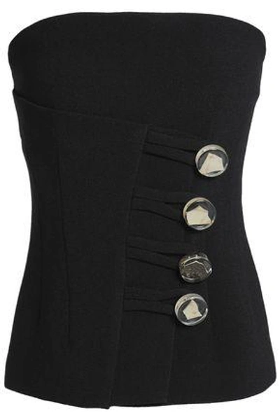Shop Christopher Esber Woman Button-detailed Crepe Bustier Top Black