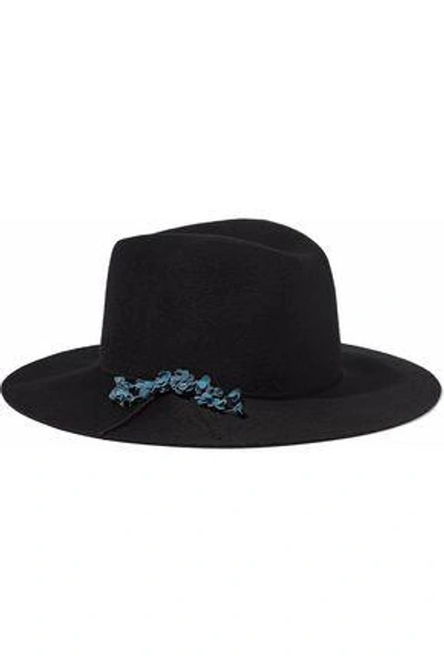 Shop Eugenia Kim Woman Georgina Floral-appliquéd Wool-felt Fedora Black