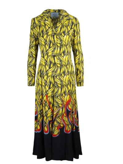 Shop Prada Printed Twill Dress In F0d7a