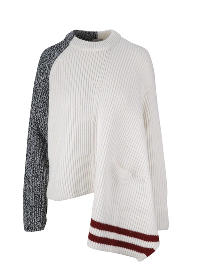 Shop Mrz Asymmetric Ribbed Knit Sweater In Optical White
