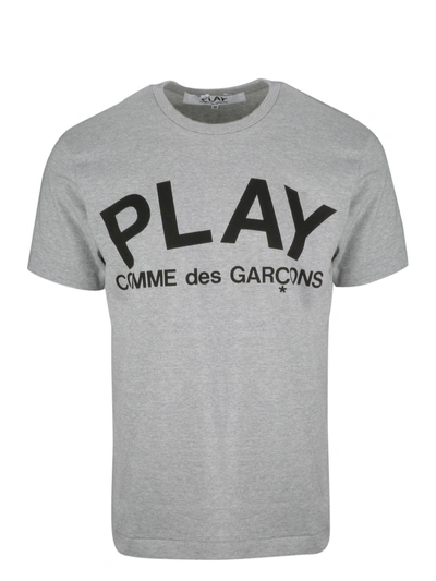 Shop Comme Des Garçons Play Printed Logo T-shirt In Grey 1