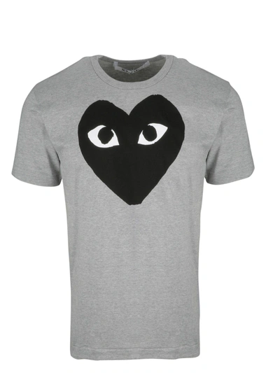 Shop Comme Des Garçons Play Heart Print T-shirt In Grey 1