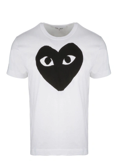 Shop Comme Des Garçons Play Heart Motif T-shirt In White Black 1