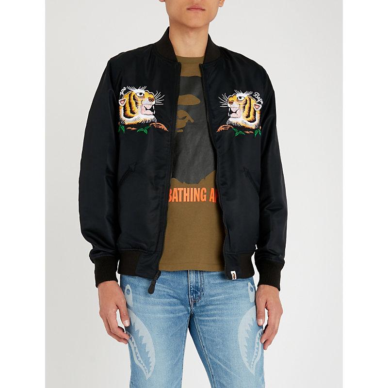 bape tiger embroidery reversible light bomber