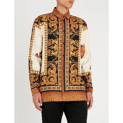 Versace Baroque-print Regular-fit Silk-twill Shirt In Gold | ModeSens