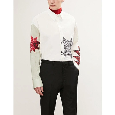 Shop Calvin Klein 205w39nyc Patchwork Oversized Cotton Shirt In Open White