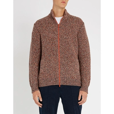 Shop Brunello Cucinelli Marled Cashmere Cardigan In Orange