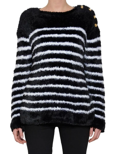 Shop Balmain Textured Striped Sweater In Multi