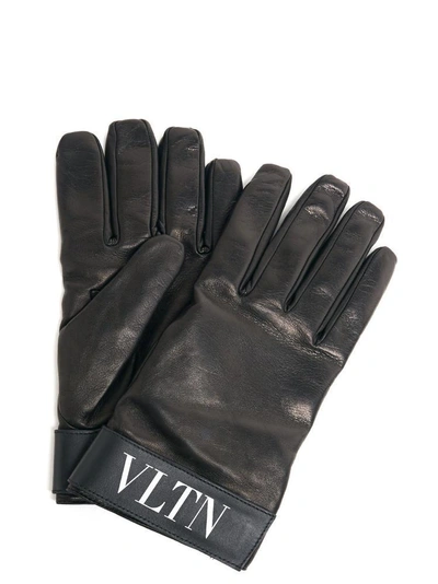Shop Valentino Vltnn Gloves In Black