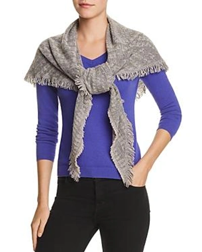 Shop V Fraas Cozy Triangle Scarf In Mid Gray/sand