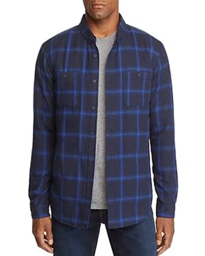 Shop Banks Momentum Plaid Button-down Shirt Jacket In Dirty Denim