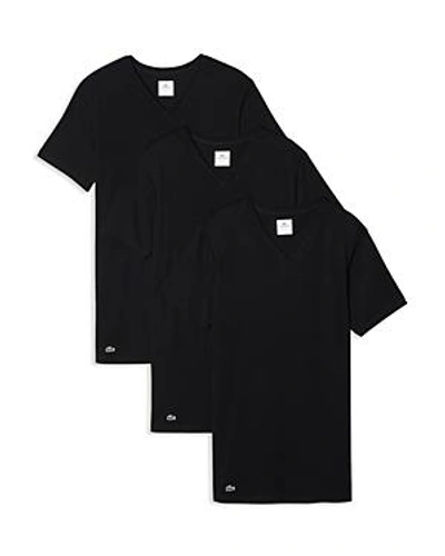 Shop Lacoste Cotton V-neck Tee, Pack Of 3 In Black