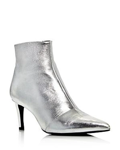 Shop Rag & Bone Women's Beha Almond Toe Metallic Leather Booties In Silver Leather