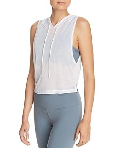 Shop Alo Yoga Arrow Cropped Hooded Tank In White