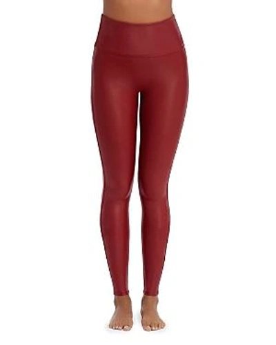 Shop Spanx Faux Leather Leggings In Crimson