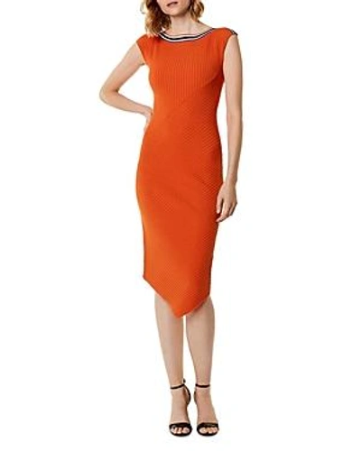 Karen Millen Asymmetric Rib knit Midi Dress In Orange ModeSens