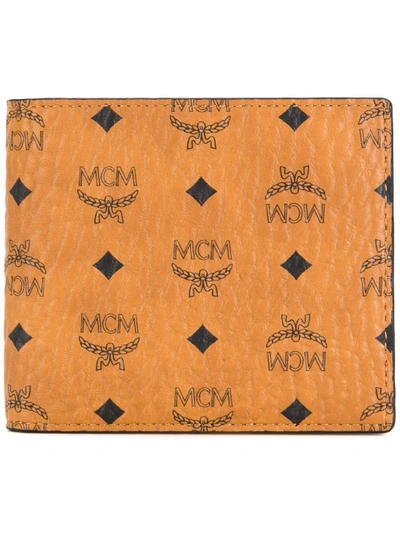 Shop Mcm Logo Print Billfold Wallet - Brown