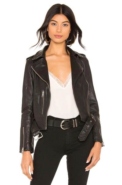 Allsaints Black Leather Balfern Biker Jacket In Black