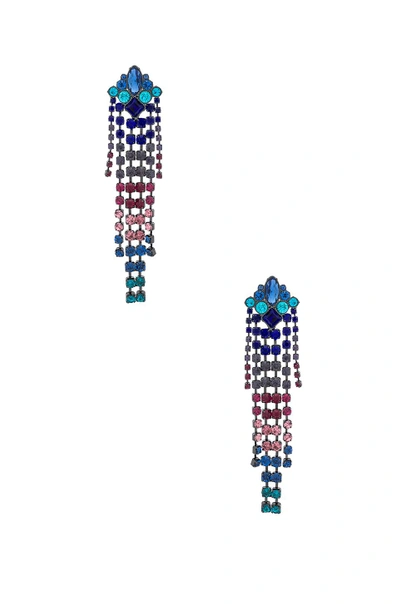 Shop Rebecca Minkoff Gemma Crystal Fringe Earrings In Metallic Silver. In True Multi