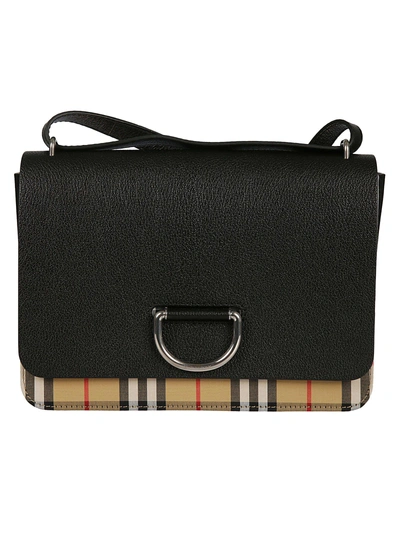 Shop Burberry The Medium Vintage Check Shoulder Bag In Black/black