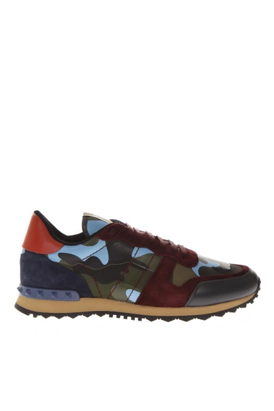 Shop Valentino Multicolor Leather & Canvas Sneakers In Green