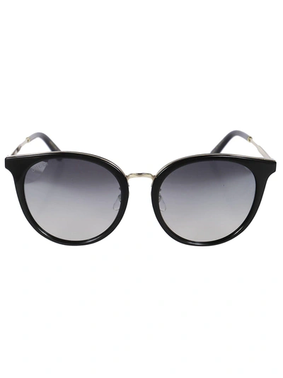 Shop Gucci Cat Eye Sunglasses In Black/gold