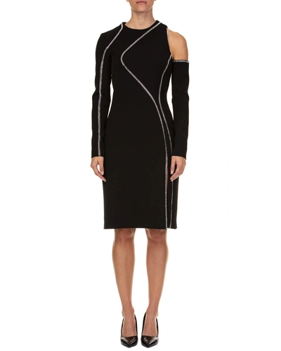 Shop Versace Viscose Blend Midi Dress In Black