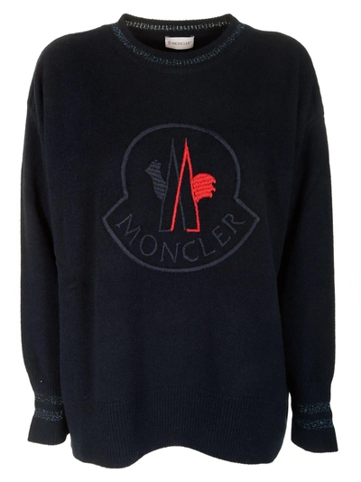 Shop Moncler Embroidered Logo Sweater