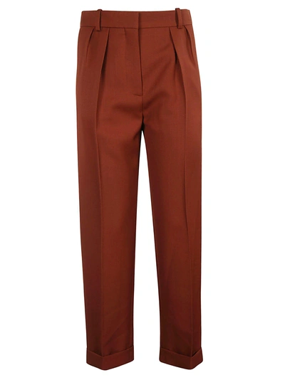 Shop Victoria Beckham Pleated Trousers In Chestnut