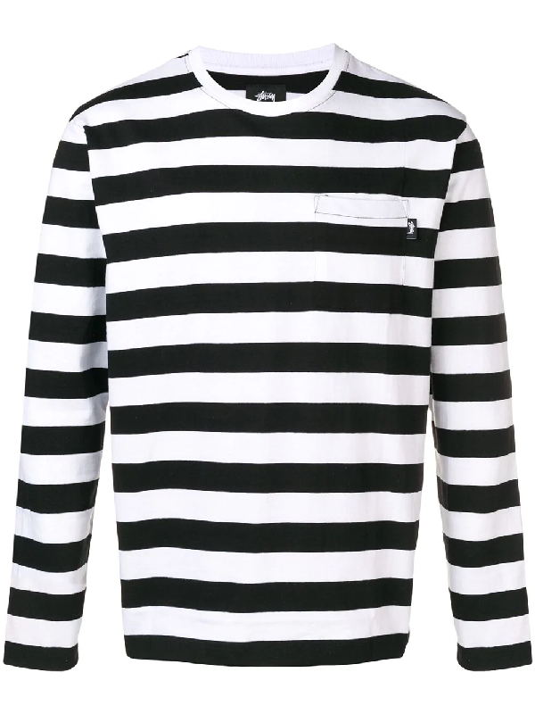 Stussy Stripe Longsleeved T-shirt - Black | ModeSens