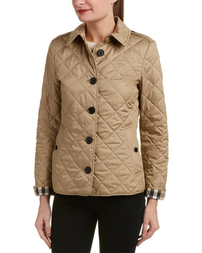 Shop Burberry Frankby Diamond Quilted Jacket In Beige