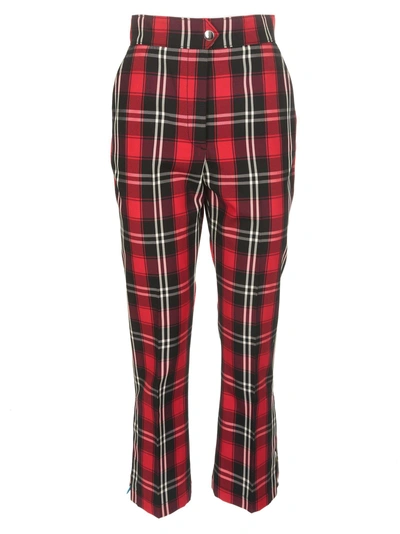 Shop Msgm Checked Kick Flare Trousers