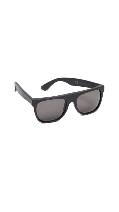 Shop Super Sunglasses Flat Top Sunglasses In Matte Black