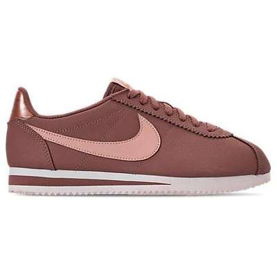 Shop Nike Women's Classic Cortez Leather Metallic Casual Shoes, Pink/purple