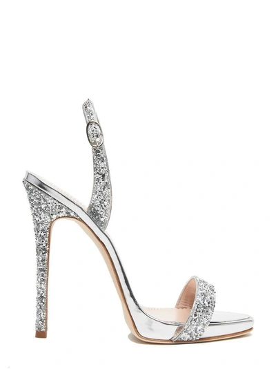 Shop Giuseppe Zanotti Design Glittered Sofia Sandals In Silver