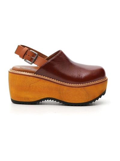 Shop Marni Chunky Sole Wedges In Brown