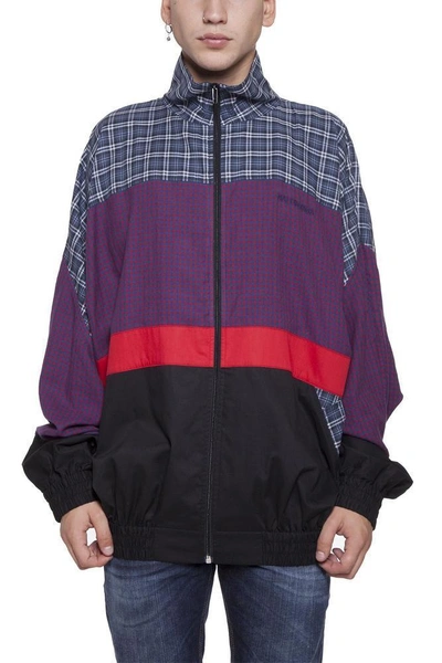 Shop Balenciaga Poplin 80s Sweater Jacket In Multi