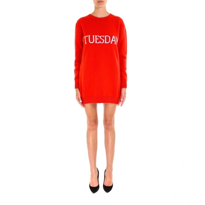 Shop Alberta Ferretti Tuesday Mini Sweater Dress In Red