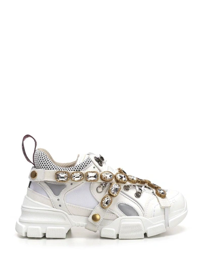 Shop Gucci Journey Embellished Sneakers In White