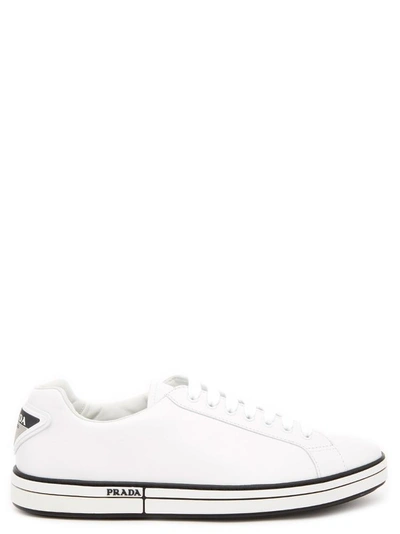 Shop Prada Logo Sneakers In White