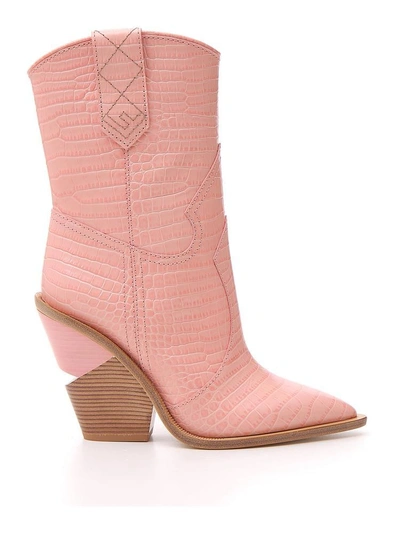 Shop Fendi High Ankle Boots In Pink