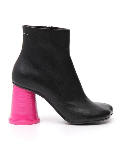 Shop Mm6 Maison Margiela Contrast Heel Ankle Boots In Black