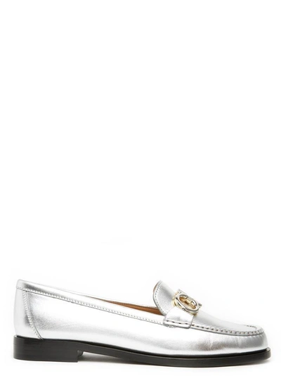 Shop Ferragamo Salvatore  Rolo Loafers In Silver