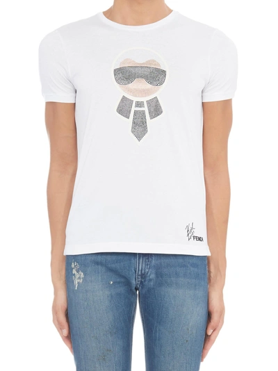 Shop Fendi 'karlito' T-shirt In White