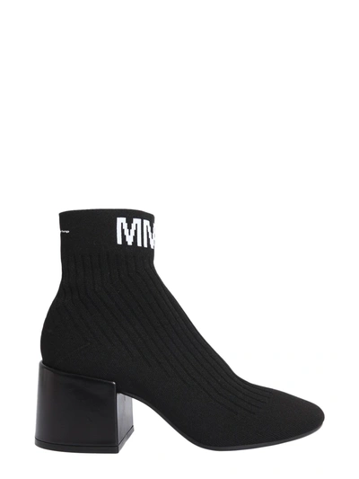 Shop Mm6 Maison Margiela Flared Heel Ankle Boots In Black