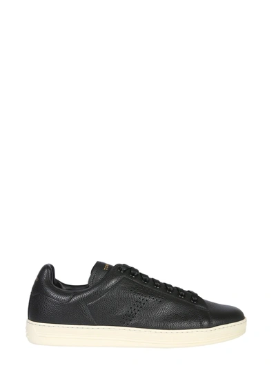 Shop Tom Ford Leather Sneaker In Black
