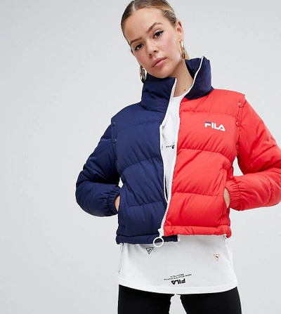 Shop Fila Padded Jacket With Removable Sleeves In Color Block - Multi