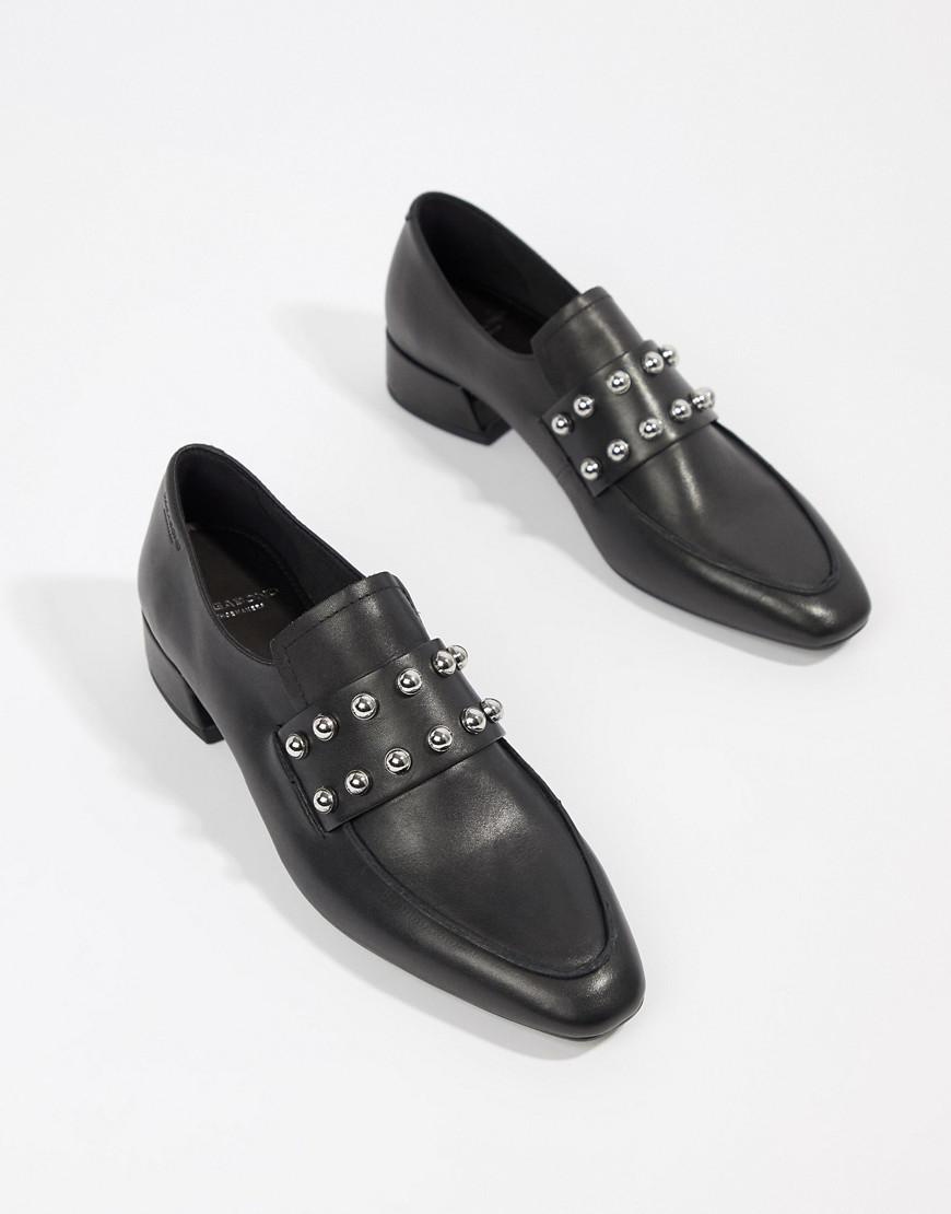 Vagabond Joyce Leather Pointed Loafer With Studs - Black | ModeSens