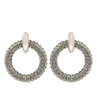 Shop Balenciaga Crystal-embellished Hoop Earrings In Silver
